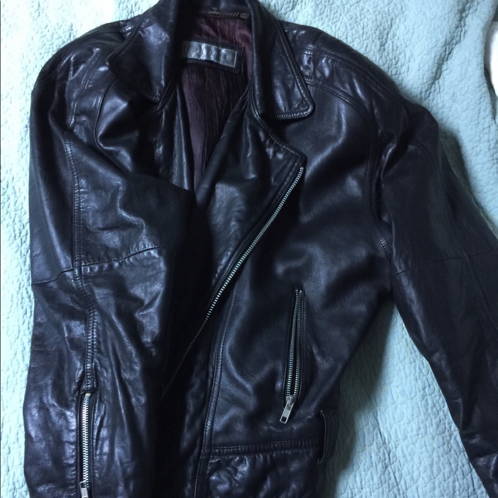 VTG 1980s LADIES PELLE MODA ITALIAN BLACK LEATHER JACKET BUCKLE FASTENING S 8-10
